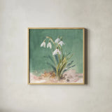 Soft Dewdrops by Danhui Nai. Shown in a natural wood glass frame for a timeless modern aesthetic. Available as an archival giclee rolled canvas, fine art paper, or poster print. SKU 72637a.