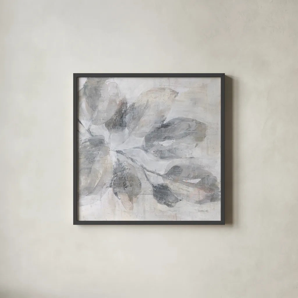 Soft Leaves I by Danhui Nai. Shown in a sleek black glass frame for a contemporary gallery look. Available as an archival giclee rolled canvas, fine art paper, or poster print. SKU 84438a.