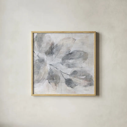 Soft Leaves I by Danhui Nai. Shown in a natural wood glass frame for a timeless modern aesthetic. Available as an archival giclee rolled canvas, fine art paper, or poster print. SKU 84438a.