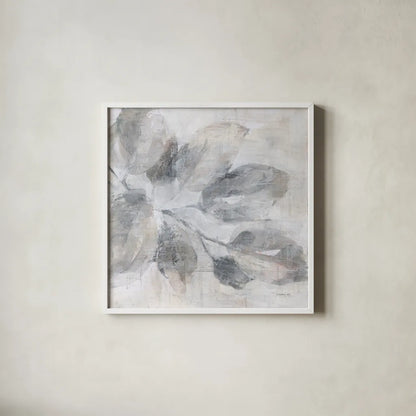 Soft Leaves I by Danhui Nai. Shown in a crisp white glass frame for a clean and minimalist style. Available as an archival giclee rolled canvas, fine art paper, or poster print. SKU 84438a.