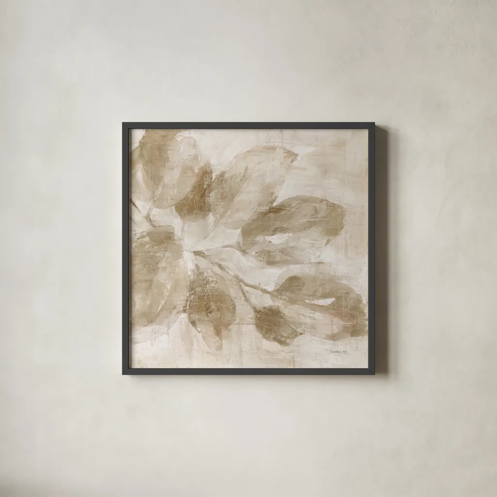 Soft Leaves I Verdant by Danhui Nai. Shown in a sleek black glass frame for a contemporary gallery look. Available as an archival giclee rolled canvas, fine art paper, or poster print. SKU 85292a.