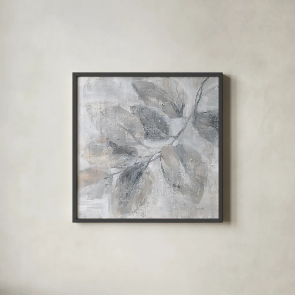 Soft Leaves II by Danhui Nai. Shown in a sleek black glass frame for a contemporary gallery look. Available as an archival giclee rolled canvas, fine art paper, or poster print. SKU 84439a.