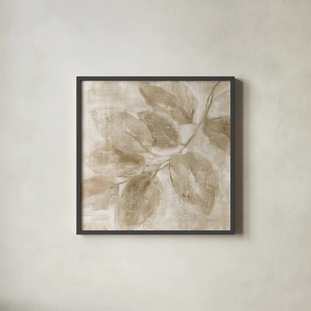 Soft Leaves II Verdant by Danhui Nai. Shown in a sleek black glass frame for a contemporary gallery look. Available as an archival giclee rolled canvas, fine art paper, or poster print. SKU 85293a.