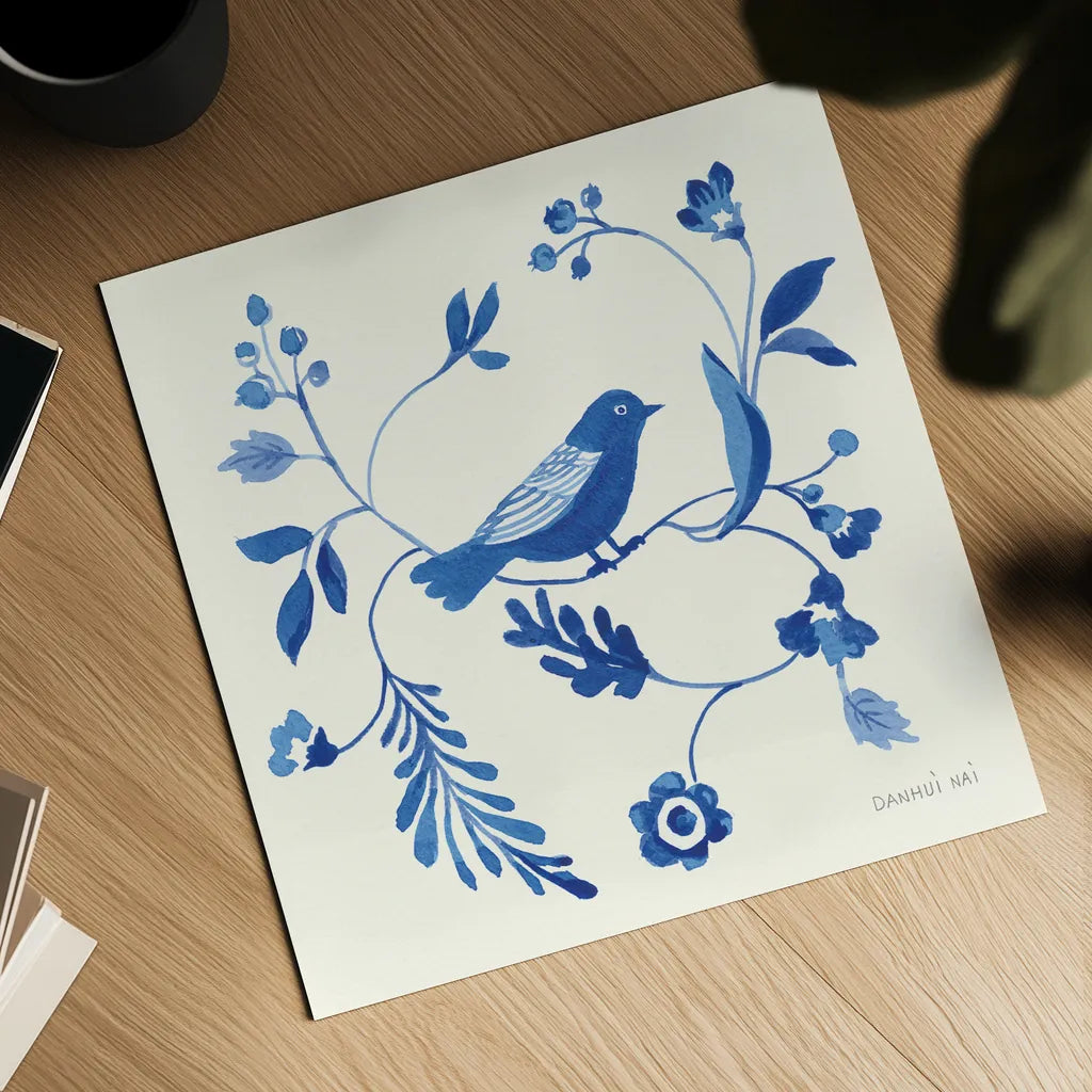 Songbird Celebration II by Danhui Nai. Shown as a detailed flat fine art print, highlighting archival giclee quality. Available as an archival giclee rolled canvas, fine art paper, or poster print. SKU 63410a.