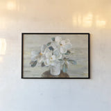 Sophies Magnolia Neutral by Danhui Nai. shown as a paper print in a black flame. Available as a archival giclee rolled canvas, fine art paper, or poster print. SKU 76366i.
