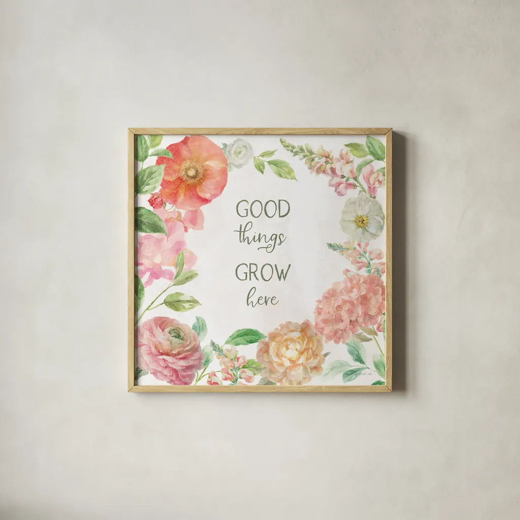 Sorbet Floret VI by Danhui Nai. Shown in a natural wood glass frame for a timeless modern aesthetic. Available as an archival giclee rolled canvas, fine art paper, or poster print. SKU 79858a.