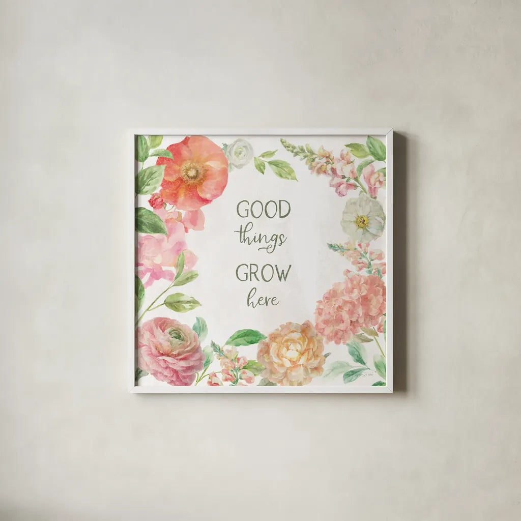 Sorbet Floret VI by Danhui Nai. Shown in a crisp white glass frame for a clean and minimalist style. Available as an archival giclee rolled canvas, fine art paper, or poster print. SKU 79858a.