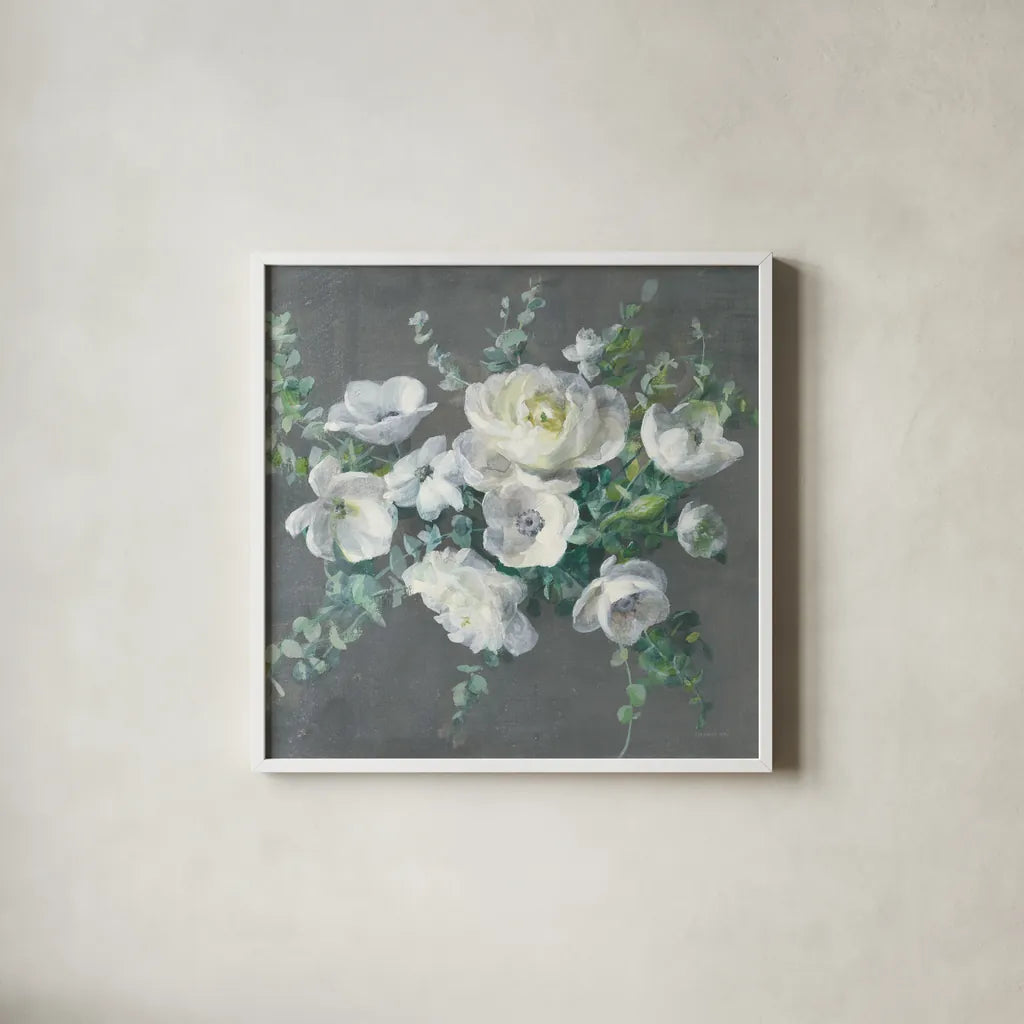 Special Day Crop by Danhui Nai. Shown in a crisp white glass frame for a clean and minimalist style. Available as an archival giclee rolled canvas, fine art paper, or poster print. SKU 48992a.