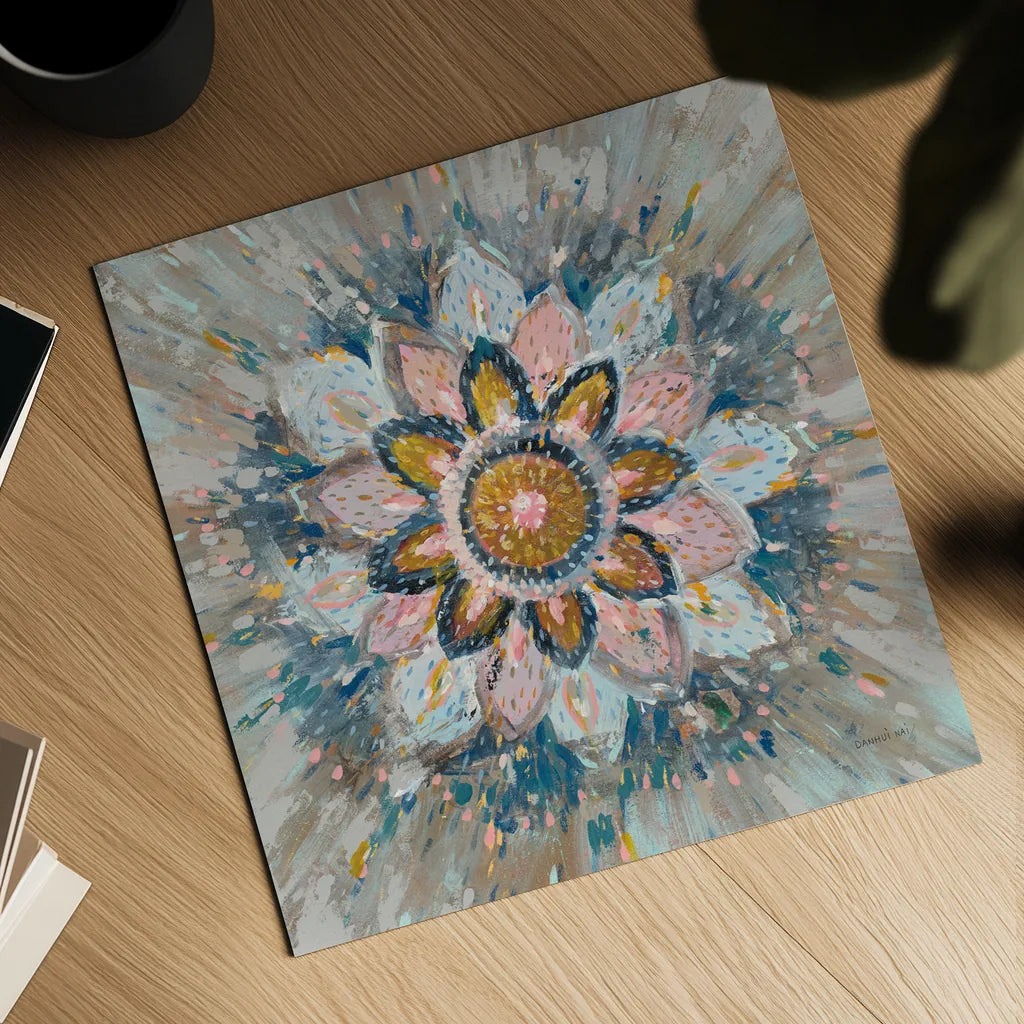 Spice Mandala by Danhui Nai. Shown as a detailed flat fine art print, highlighting archival giclee quality. Available as an archival giclee rolled canvas, fine art paper, or poster print. SKU 75854a.