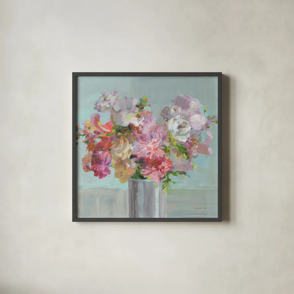 Spring Beauties by Danhui Nai. Shown in a sleek black glass frame for a contemporary gallery look. Available as an archival giclee rolled canvas, fine art paper, or poster print. SKU 78202a.