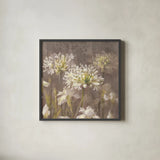 Spring Blossoms Neutral IV by Danhui Nai. Shown in a sleek black glass frame for a contemporary gallery look. Available as an archival giclee rolled canvas, fine art paper, or poster print. SKU 22145a.
