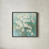 Spring Dream I Abstract by Danhui Nai. Shown in a sleek black glass frame for a contemporary gallery look. Available as an archival giclee rolled canvas, fine art paper, or poster print. SKU 24932a.
