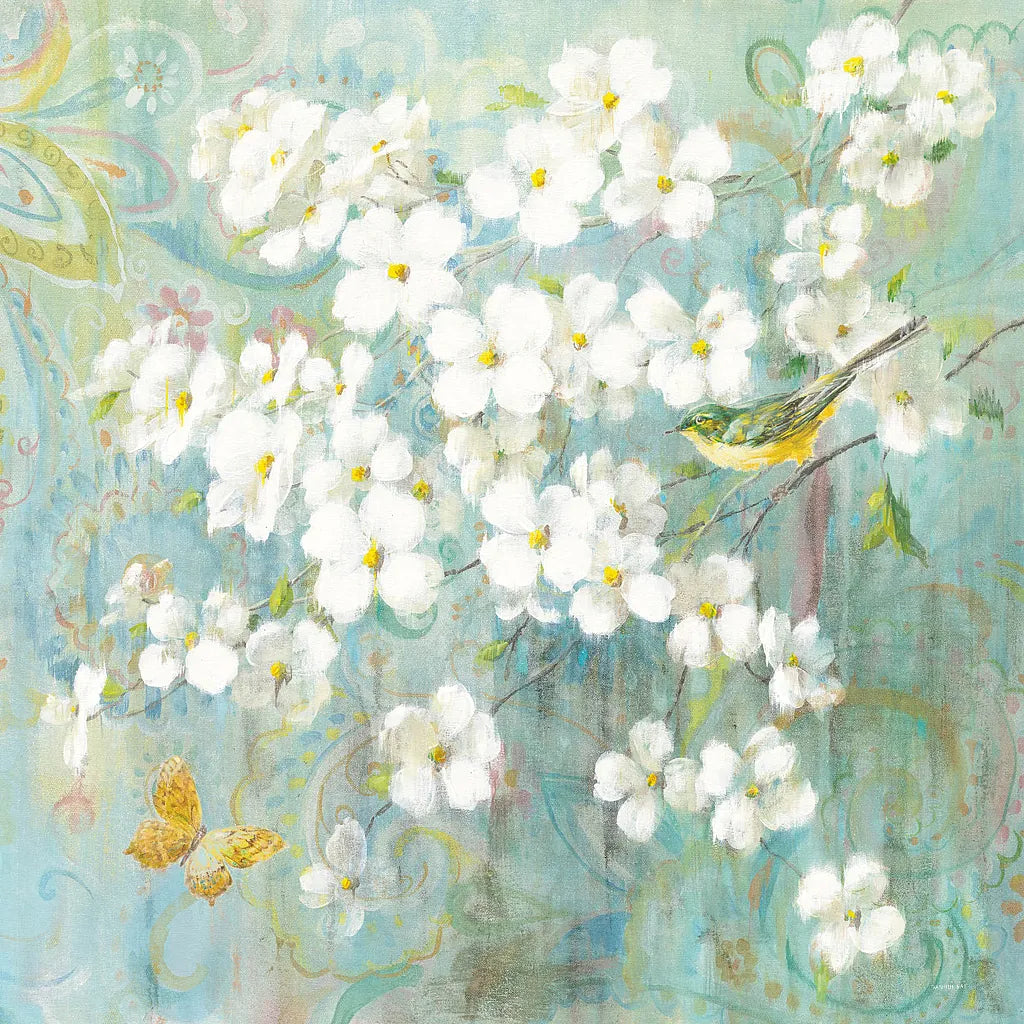 Spring Dream I Butterfly and Bird by Danhui Nai. SKU 24925a. Archival Giclee Fine art print for wall decor.