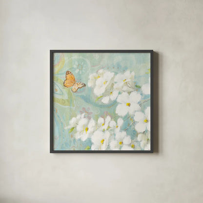 Spring Dream III by Danhui Nai. Shown in a sleek black glass frame for a contemporary gallery look. Available as an archival giclee rolled canvas, fine art paper, or poster print. SKU 24927a.