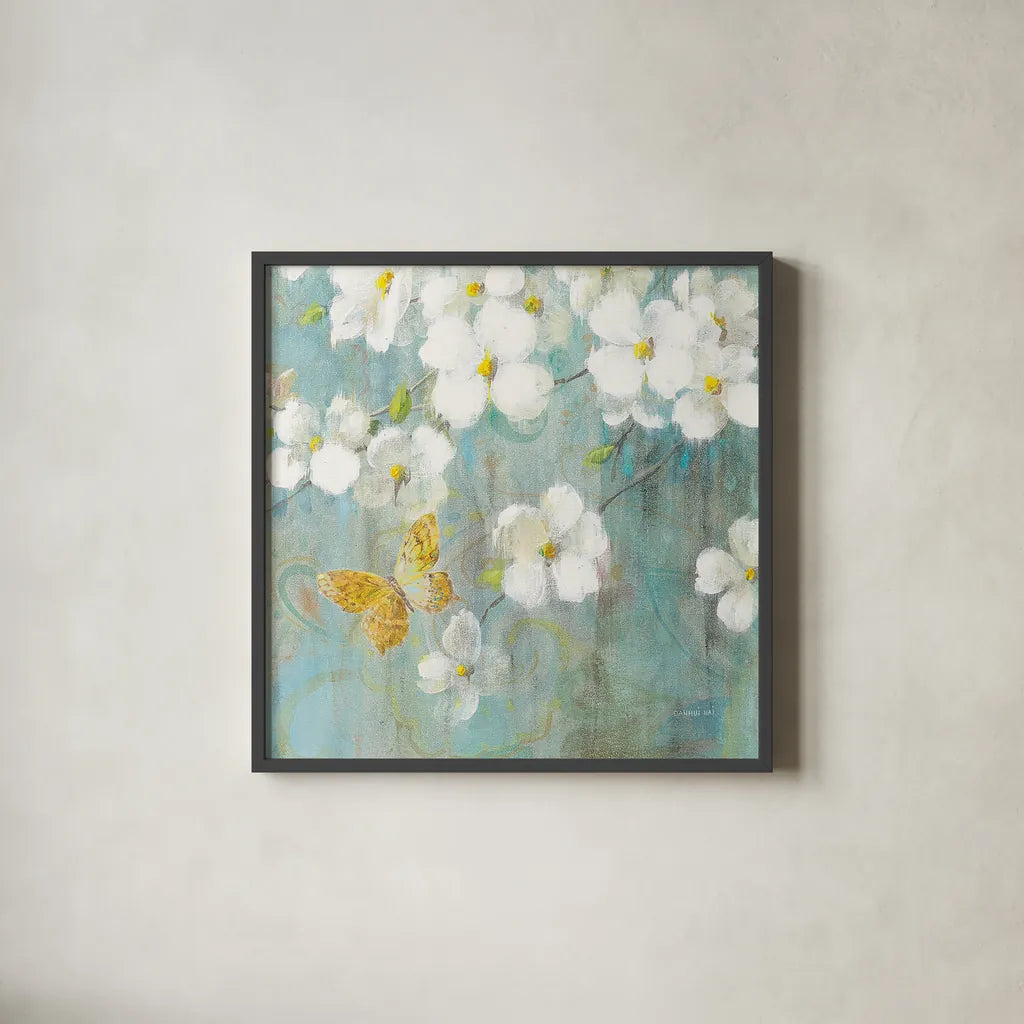Spring Dream IV by Danhui Nai. Shown in a sleek black glass frame for a contemporary gallery look. Available as an archival giclee rolled canvas, fine art paper, or poster print. SKU 24928a.