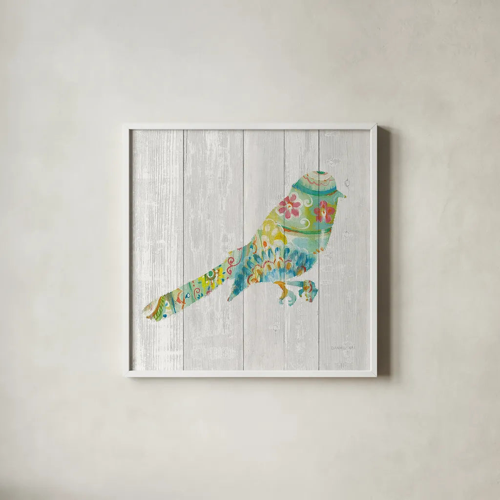 Spring Dream Paisley X by Danhui Nai. Shown in a crisp white glass frame for a clean and minimalist style. Available as an archival giclee rolled canvas, fine art paper, or poster print. SKU 24941a.