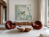 Spring Dream V by Danhui Nai. Shown as extra-large giant wall art in a modern living room. Available as an archival giclee rolled canvas, fine art paper, or poster print. SKU 24929a.