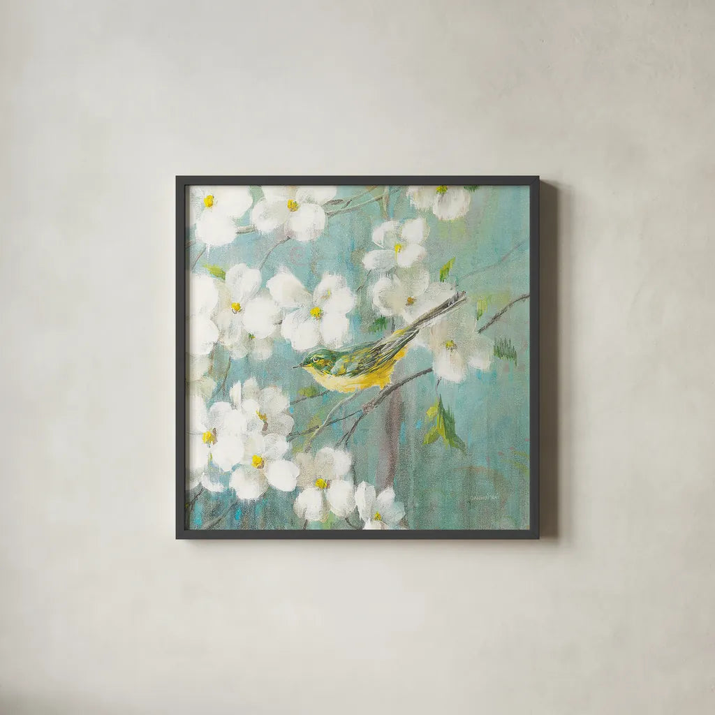 Spring Dream VI by Danhui Nai. Shown in a sleek black glass frame for a contemporary gallery look. Available as an archival giclee rolled canvas, fine art paper, or poster print. SKU 24930a.