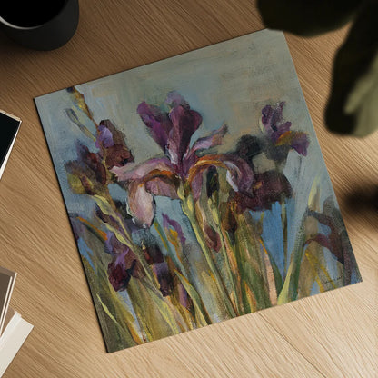 Spring Iris I by Danhui Nai. Shown as a detailed flat fine art print, highlighting archival giclee quality. Available as an archival giclee rolled canvas, fine art paper, or poster print. SKU 29774a.