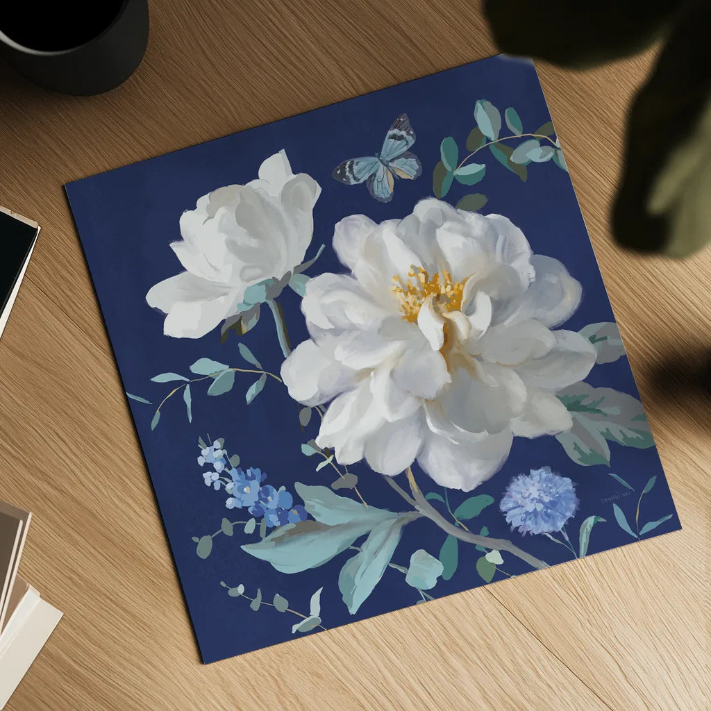 Spring Morning Blooms VI by Danhui Nai. Shown as a detailed flat fine art print, highlighting archival giclee quality. Available as an archival giclee rolled canvas, fine art paper, or poster print. SKU 85089a.