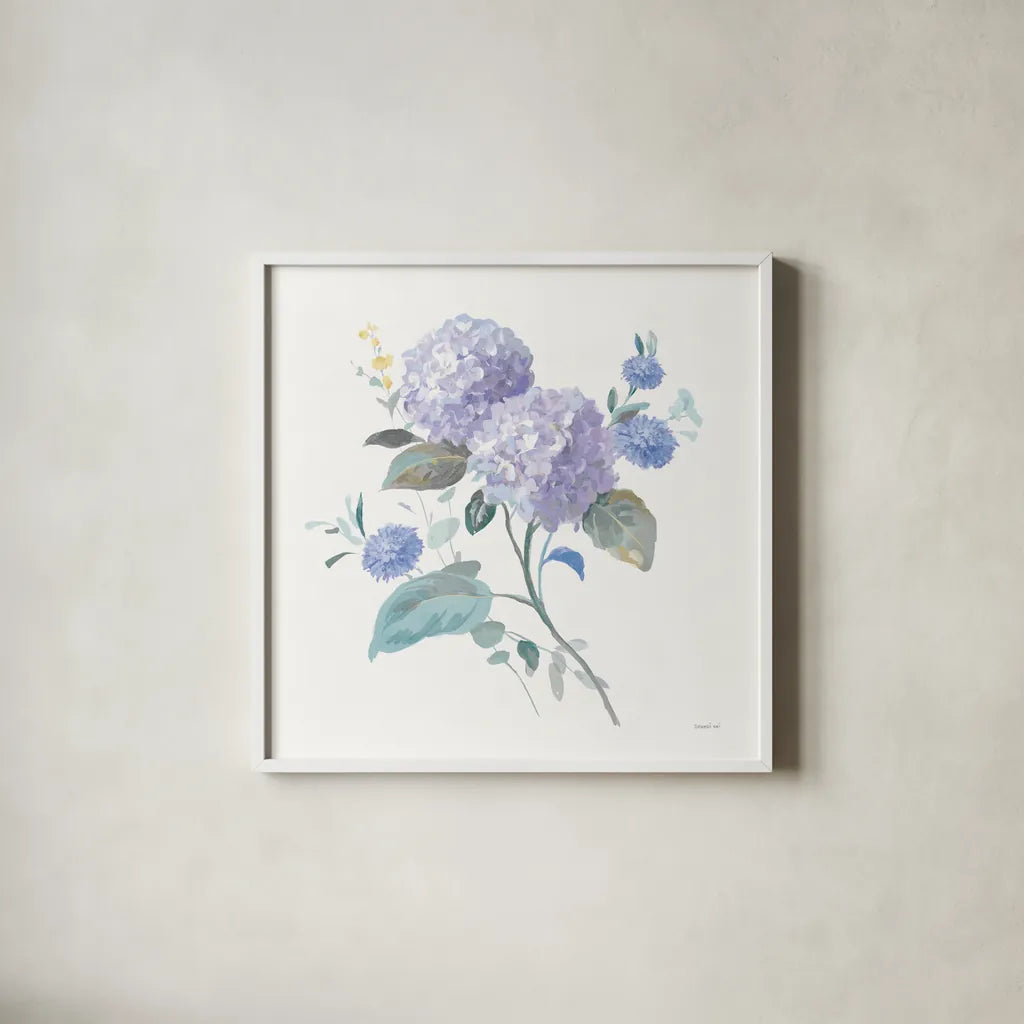 Spring Morning I by Danhui Nai. Shown in a crisp white glass frame for a clean and minimalist style. Available as an archival giclee rolled canvas, fine art paper, or poster print. SKU 81363a.