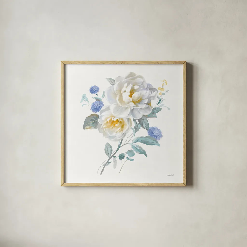 Spring Morning II by Danhui Nai. Shown in a natural wood glass frame for a timeless modern aesthetic. Available as an archival giclee rolled canvas, fine art paper, or poster print. SKU 81364a.