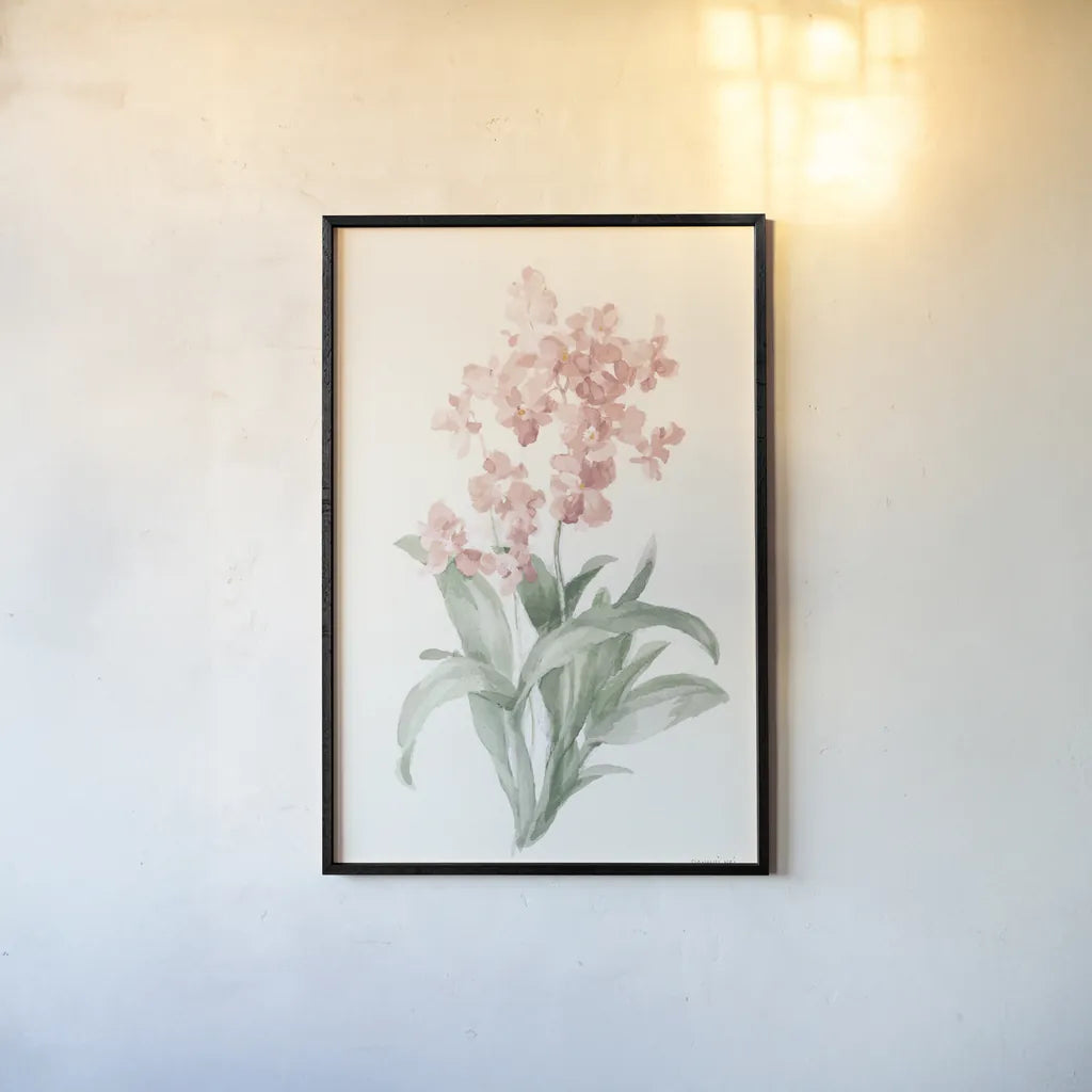 Spring Orchid I by Danhui Nai. shown as a paper print in a black flame. Available as a archival giclee rolled canvas, fine art paper, or poster print. SKU 75763h.