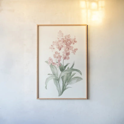 Spring Orchid I by Danhui Nai. shown as a paper print in a natural frame. Available as a archival giclee rolled canvas, fine art paper, or poster print. SKU 75763h.