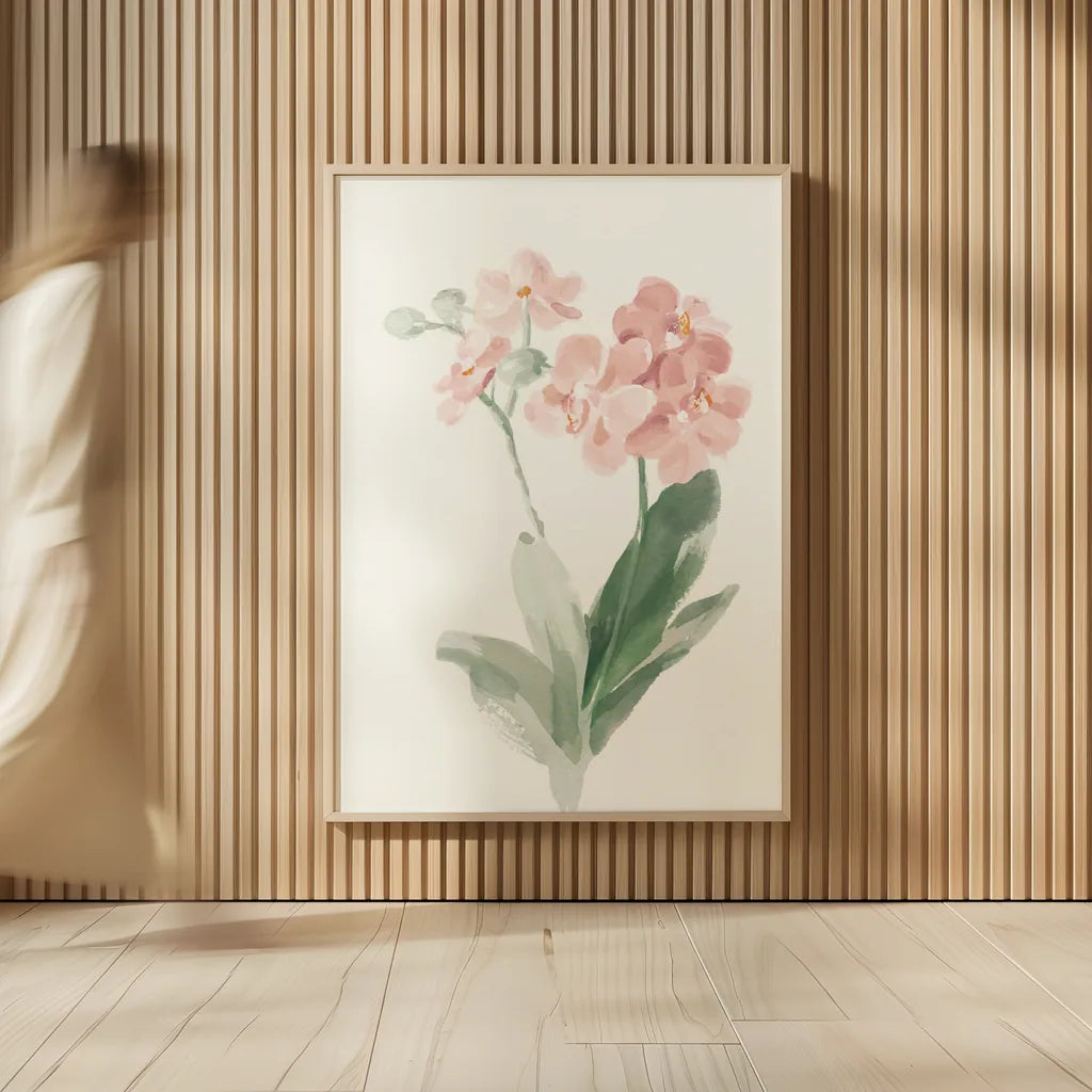 Spring Orchid II by Danhui Nai. shown as over sized large wall art. Available as an archival giclee rolled canvas, fine art paper, or poster print. SKU 75764h.