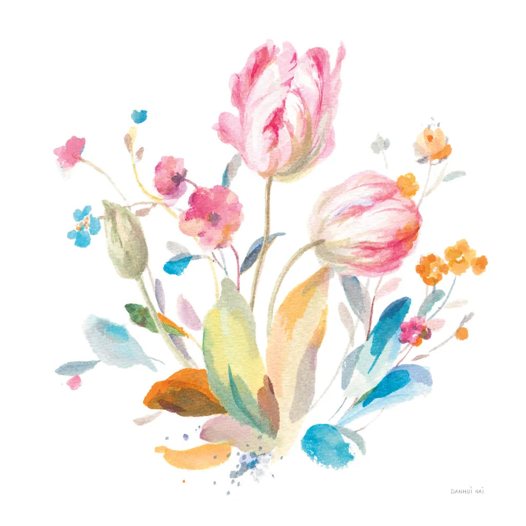Spring Tulips I by Danhui Nai. SKU 71662a. Archival Giclee Fine art print for wall decor.