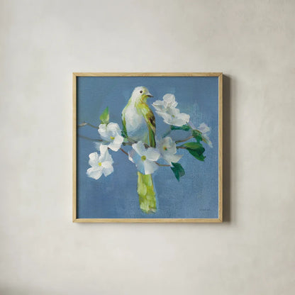 Spring in the Neighborhood II by Danhui Nai. Shown in a natural wood glass frame for a timeless modern aesthetic. Available as an archival giclee rolled canvas, fine art paper, or poster print. SKU 54802a.