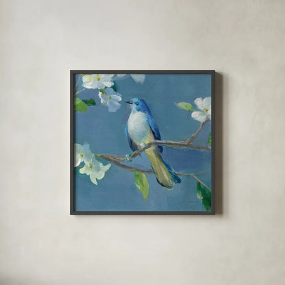 Spring in the Neighborhood III by Danhui Nai. Shown in a sleek black glass frame for a contemporary gallery look. Available as an archival giclee rolled canvas, fine art paper, or poster print. SKU 54803a.