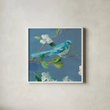 Spring in the Neighborhood IV by Danhui Nai. Shown in a crisp white glass frame for a clean and minimalist style. Available as an archival giclee rolled canvas, fine art paper, or poster print. SKU 54804a.