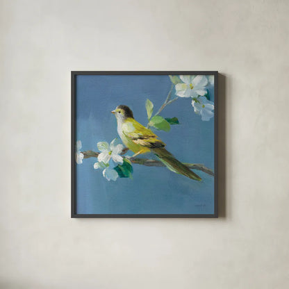 Spring in the Neighborhood V by Danhui Nai. Shown in a sleek black glass frame for a contemporary gallery look. Available as an archival giclee rolled canvas, fine art paper, or poster print. SKU 54805a.