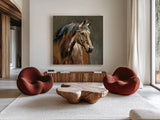 Stable at Dusk by Danhui Nai. Shown as extra-large giant wall art in a modern living room. Available as an archival giclee rolled canvas, fine art paper, or poster print. SKU 98041a.