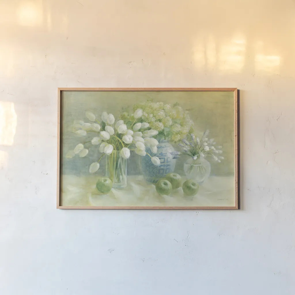 Still Life with Chinese Vase by Danhui Nai. shown as a paper print in a natural frame. Available as a archival giclee rolled canvas, fine art paper, or poster print. SKU 5295i.