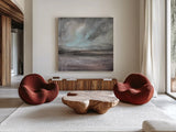 Stormy Skies by Danhui Nai. Shown as extra-large giant wall art in a modern living room. Available as an archival giclee rolled canvas, fine art paper, or poster print. SKU 89863a.
