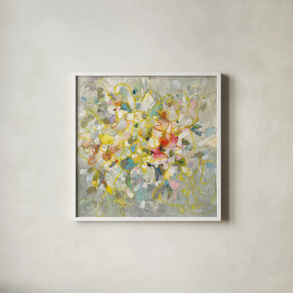 Strings of Light I by Danhui Nai. Shown in a crisp white glass frame for a clean and minimalist style. Available as an archival giclee rolled canvas, fine art paper, or poster print. SKU 69229a.