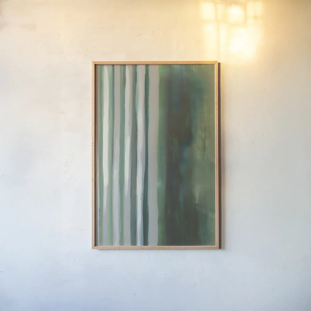 Study in Green I by Danhui Nai. shown as a paper print in a natural frame. Available as a archival giclee rolled canvas, fine art paper, or poster print. SKU 76107h.