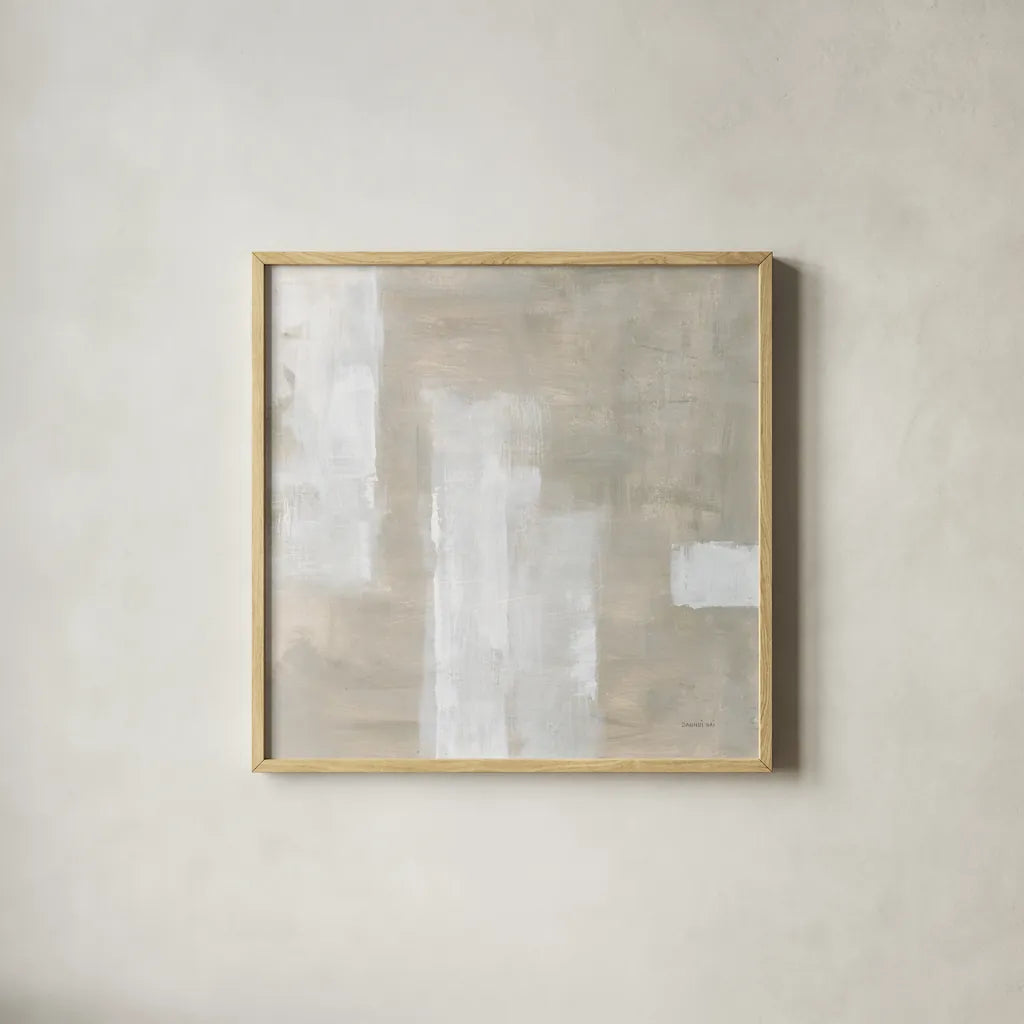 Subtle Serenity by Danhui Nai. Shown in a natural wood glass frame for a timeless modern aesthetic. Available as an archival giclee rolled canvas, fine art paper, or poster print. SKU 85198a.