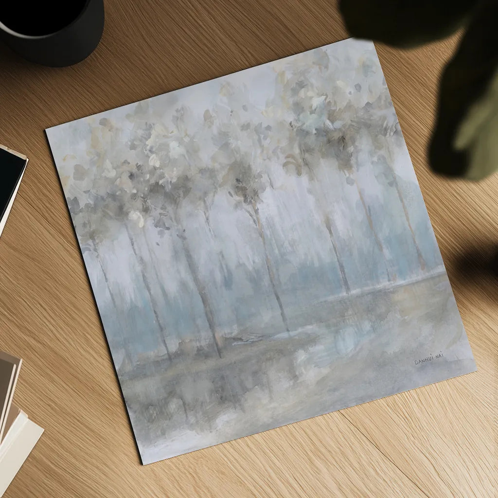 Subtle Woodland by Danhui Nai. Shown as a detailed flat fine art print, highlighting archival giclee quality. Available as an archival giclee rolled canvas, fine art paper, or poster print. SKU 83492a.