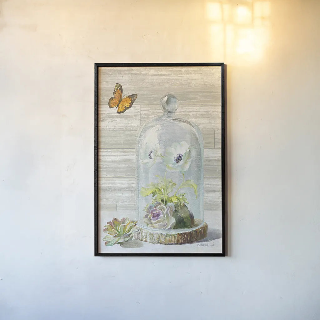 Succulent Garden I Crop by Danhui Nai. shown as a paper print in a black flame. Available as a archival giclee rolled canvas, fine art paper, or poster print. SKU 30465h.