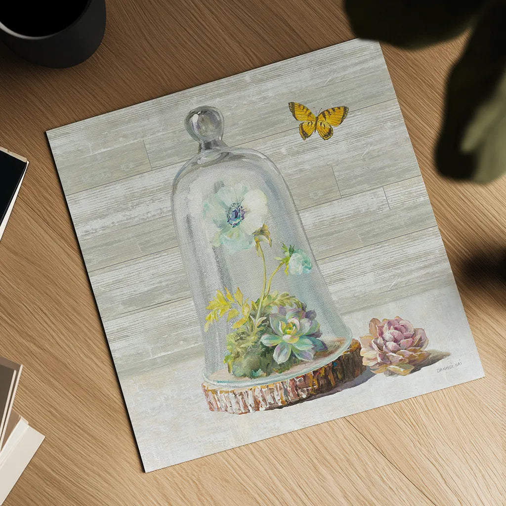 Succulent Garden II by Danhui Nai. Shown as a detailed flat fine art print, highlighting archival giclee quality. Available as an archival giclee rolled canvas, fine art paper, or poster print. SKU 24519a.