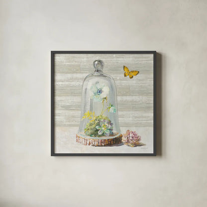 Succulent Garden II by Danhui Nai. Shown in a sleek black glass frame for a contemporary gallery look. Available as an archival giclee rolled canvas, fine art paper, or poster print. SKU 24519a.