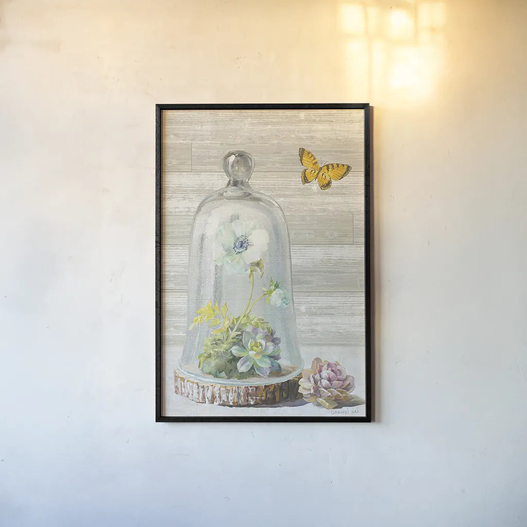 Succulent Garden II Crop by Danhui Nai. shown as a paper print in a black flame. Available as a archival giclee rolled canvas, fine art paper, or poster print. SKU 30466h.