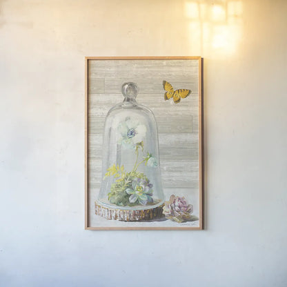 Succulent Garden II Crop by Danhui Nai. shown as a paper print in a natural frame. Available as a archival giclee rolled canvas, fine art paper, or poster print. SKU 30466h.