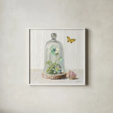 Succulent Garden II Sage by Danhui Nai. Shown in a crisp white glass frame for a clean and minimalist style. Available as an archival giclee rolled canvas, fine art paper, or poster print. SKU 63068a.