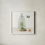 Succulent Garden IV Sage by Danhui Nai. Shown in a crisp white glass frame for a clean and minimalist style. Available as an archival giclee rolled canvas, fine art paper, or poster print. SKU 63069a.