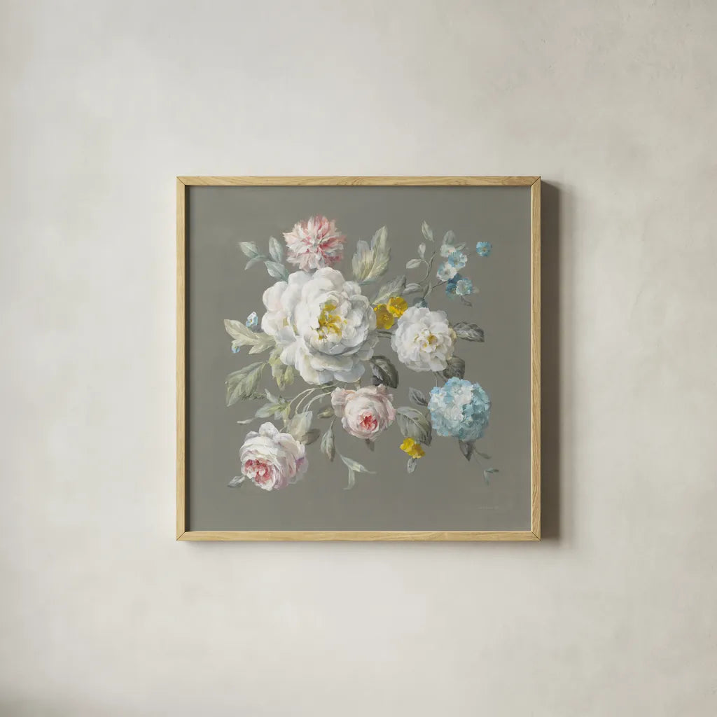 Summer Beauties by Danhui Nai. Shown in a natural wood glass frame for a timeless modern aesthetic. Available as an archival giclee rolled canvas, fine art paper, or poster print. SKU 62231a.