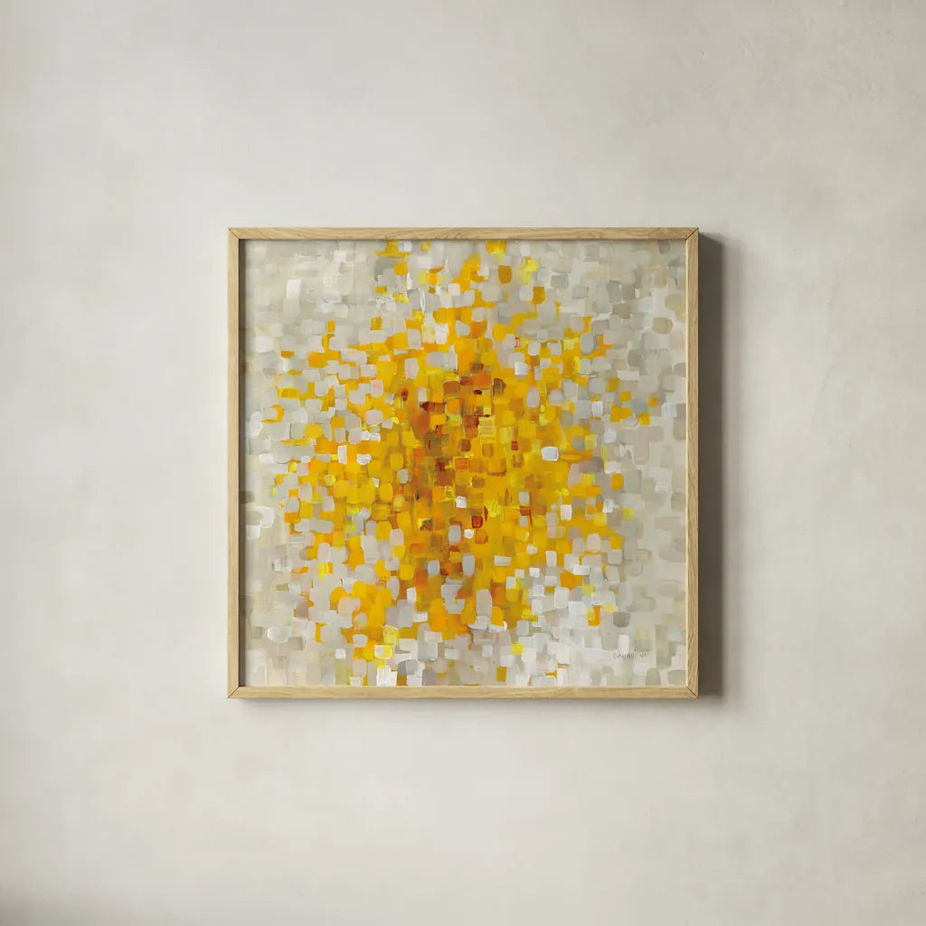 Summer Blocks by Danhui Nai. Shown in a natural wood glass frame for a timeless modern aesthetic. Available as an archival giclee rolled canvas, fine art paper, or poster print. SKU 34627a.